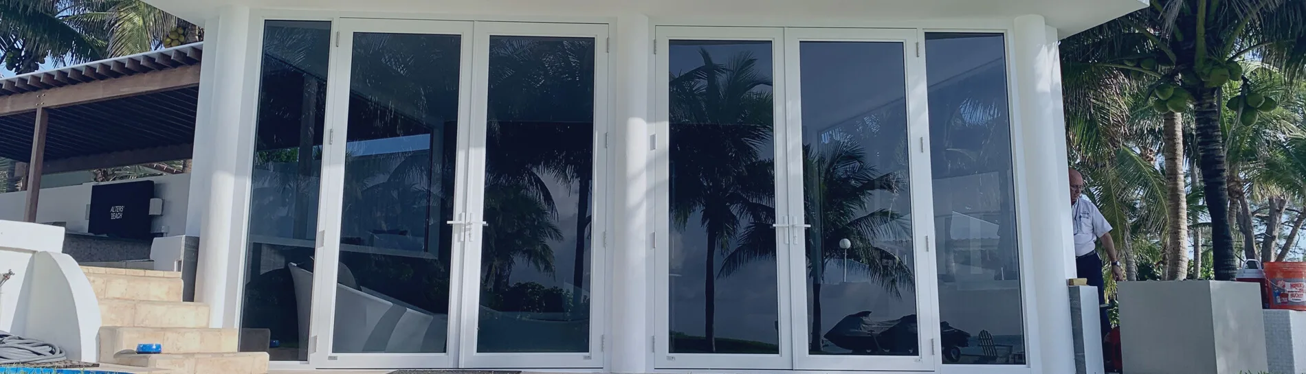 Impact French doors on a beachfront home